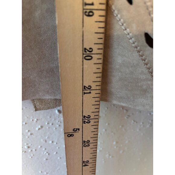 Vintage Fantazia Womens Beige Suede Jacket Embroidered Leaf Cutout Open Front - Picture 10 of 10